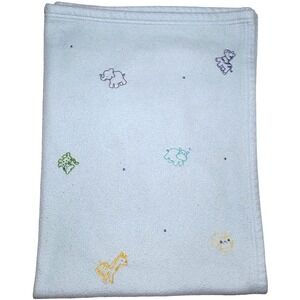 Small Wonders Blue Fleece Baby Blanket Embroidered Animals htf Security Lovey